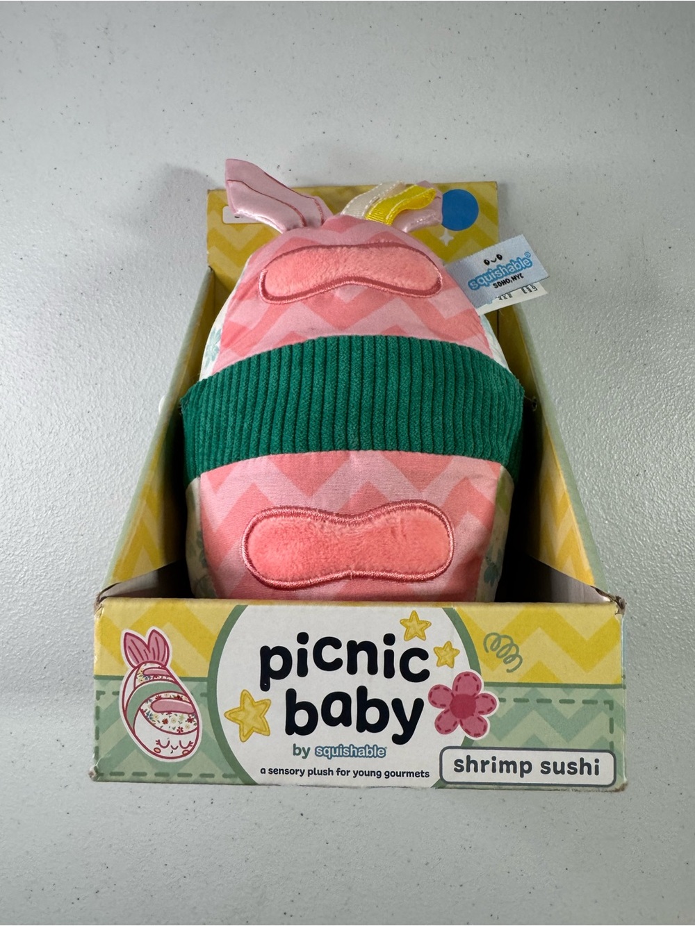 Picnic Baby Shrimp Sushi Plush Toy - Pink & Green by